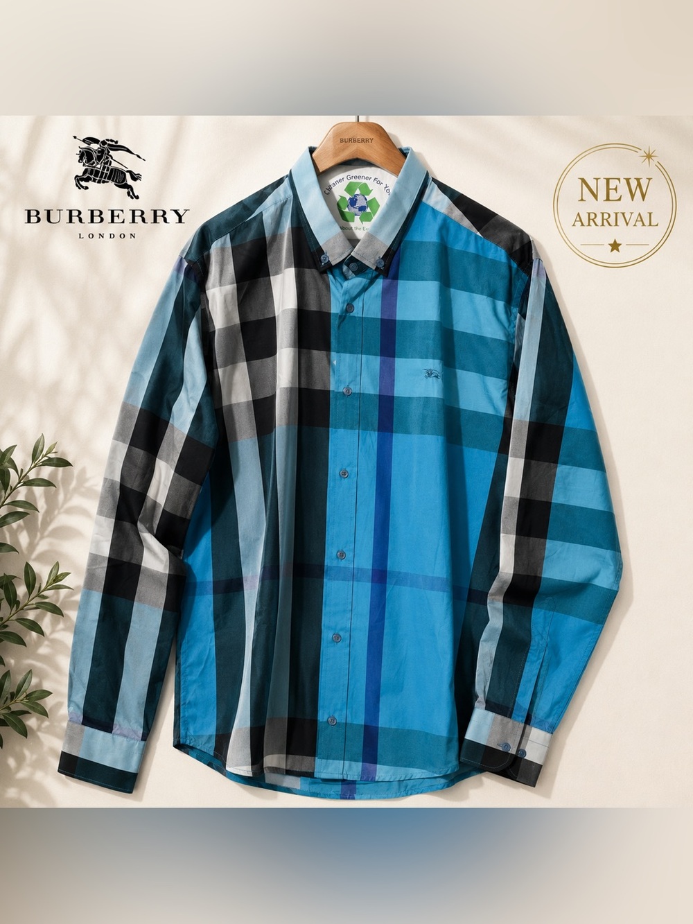 💙 Men’s Blue Check Button-Down Shirt | Long Sleeve | Classic Nova Check 💙